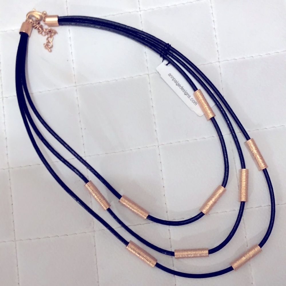Ann Paige Black & Gold Rope Necklace